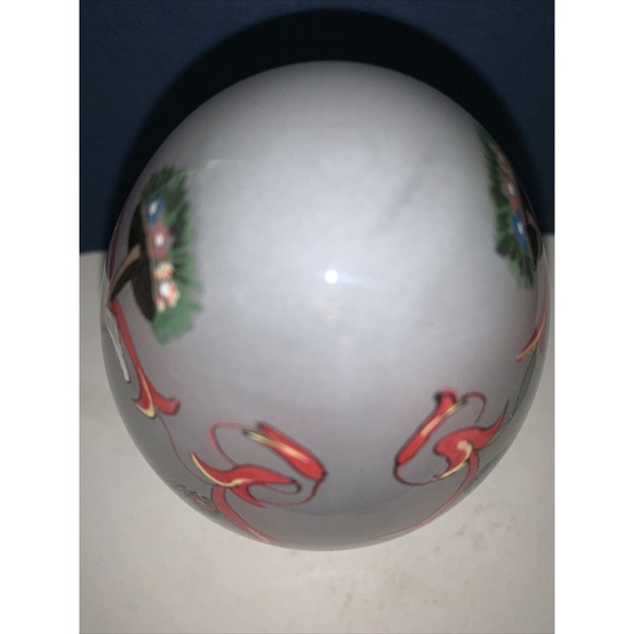 Vintage Chinese Reverse Hand Painted Frosted Glass Egg w Flower Garland Design - Picture 5 of 10